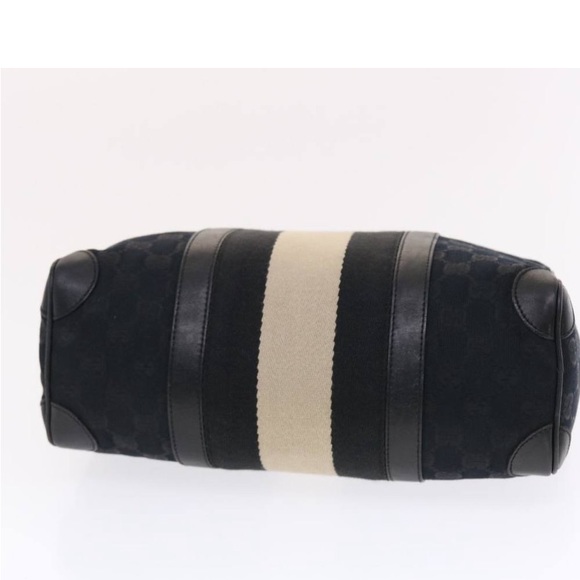 GUCCI GG CANVAS SHERRY Line Handbag Black/White PREOWNED Beautiful Bag - Picture 6 of 16